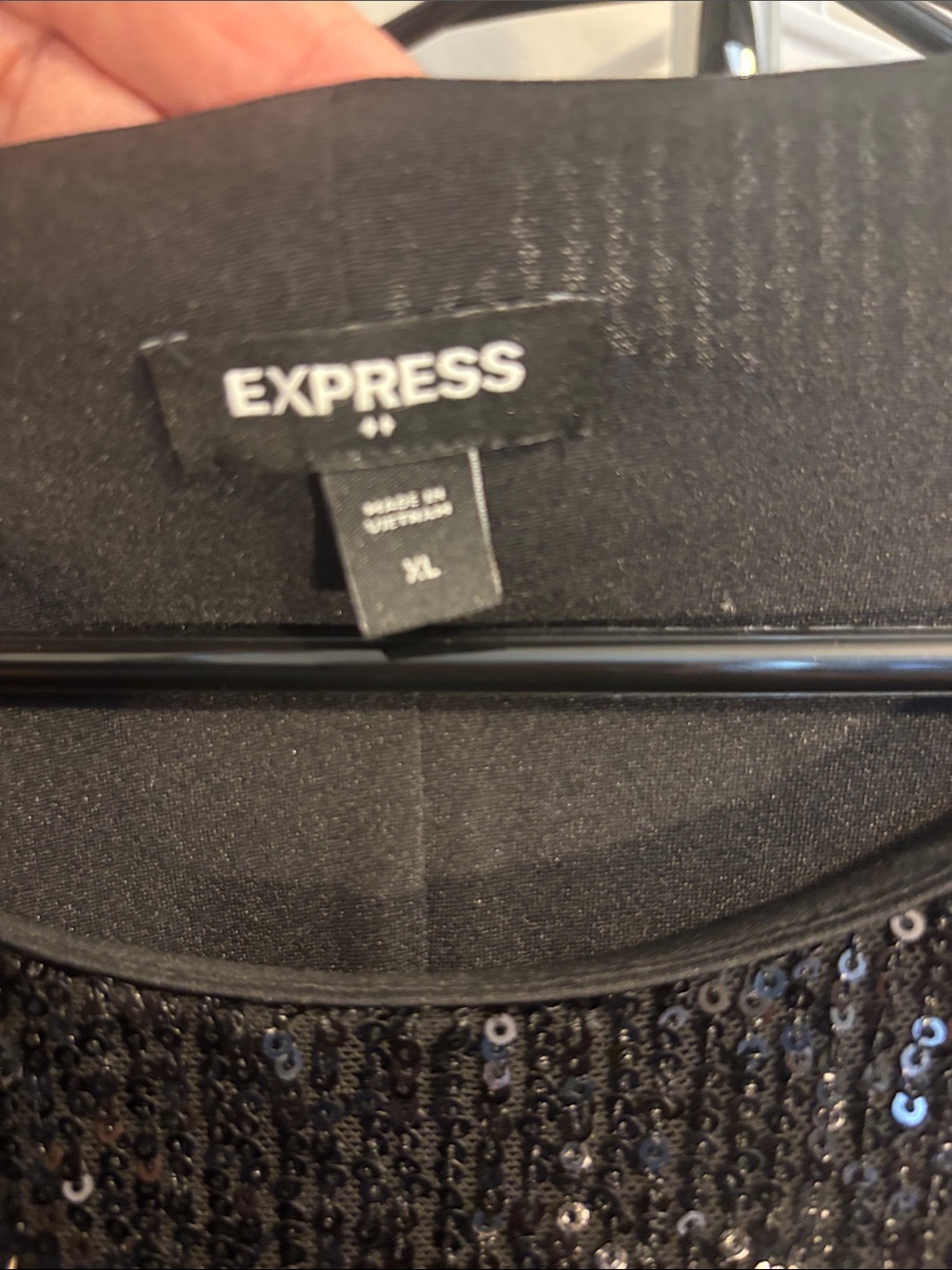 Express Black Sequin Dress Top